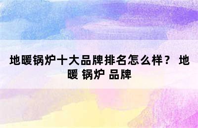 地暖锅炉十大品牌排名怎么样？ 地暖 锅炉 品牌